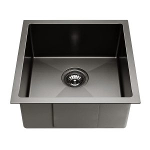 Kitchen Sink 44X44CM Stainless Steel Basin Single Bowl Black